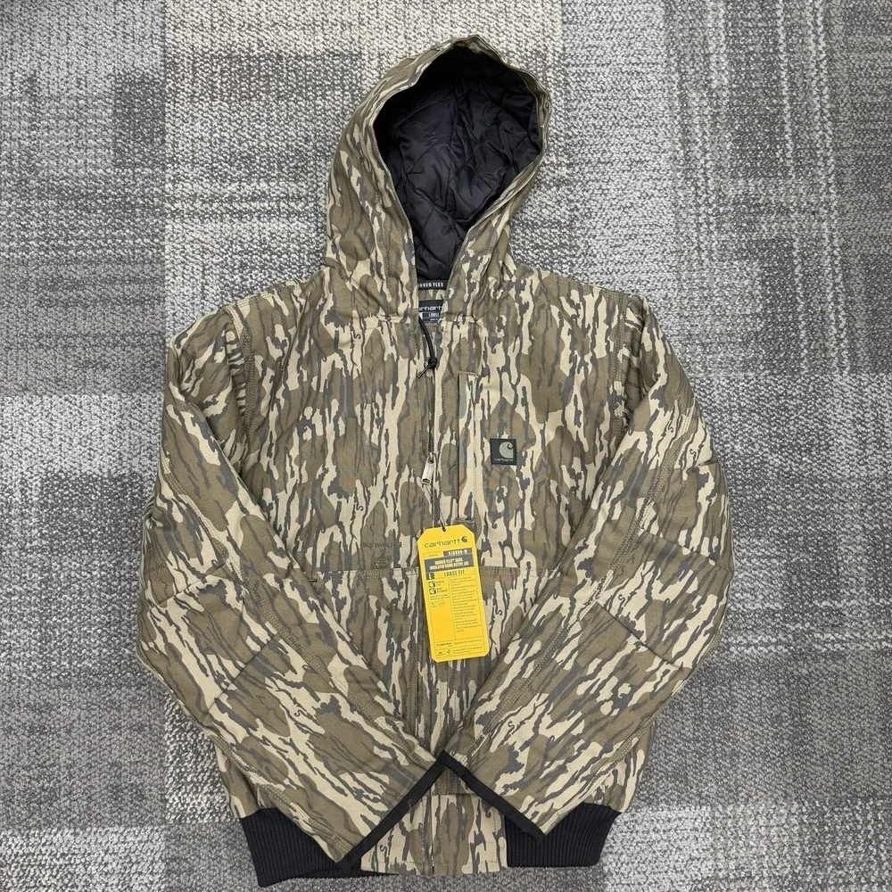 Carhartt Jacket Mens Small BottomLand Camo Rugged Flex‎ Duck Insulated Loose Fit